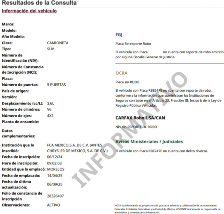 informe repuve